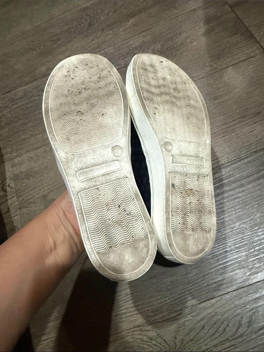 Kelly & Katie Black Knit Slip-On Sneakers with Tan Heel Tab
